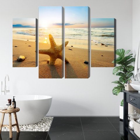 Obraz Wieloczęściowy Rozgwiazda Na Plaży 3D Canvas 80x60 LBS-2111-C80-60_2X20-60_2X20-40