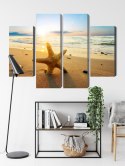 Obraz Wieloczęściowy Rozgwiazda Na Plaży 3D Canvas 80x60 LBS-2111-C80-60_2X20-60_2X20-40