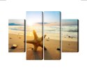 Obraz Wieloczęściowy Rozgwiazda Na Plaży 3D Canvas Naturalny 80x60 LBS-2111-NC80-60_2X20-60_2X20-40
