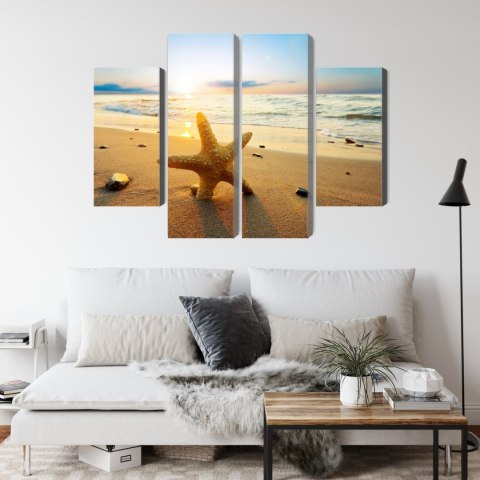 Obraz Wieloczęściowy Rozgwiazda Na Plaży 3D Canvas Naturalny 80x60 LBS-2111-NC80-60_2X20-60_2X20-40