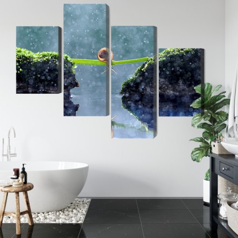 Obraz Wieloczęściowy Ślimak W Deszczu Canvas Naturalny 80x50 LBS-3887-NC80-50_2X20-50_2X20-30