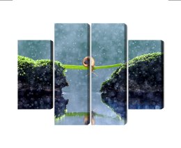 Obraz Wieloczęściowy Ślimak W Deszczu Canvas Naturalny 80x60 LBS-3885-NC80-60_2X20-60_2X20-40