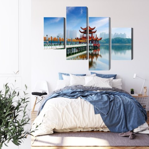 Obraz Wieloczęściowy Słynna Atrakcja Turystyczna Kaohsiung Canvas 120x75 LBS-2872-C120-75_2X30-75_2X30-45