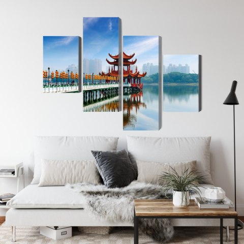 Obraz Wieloczęściowy Słynna Atrakcja Turystyczna Kaohsiung Canvas 120x75 LBS-2872-C120-75_2X30-75_2X30-45