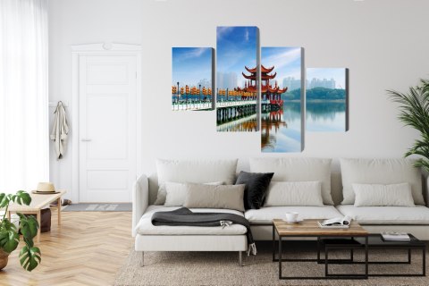 Obraz Wieloczęściowy Słynna Atrakcja Turystyczna Kaohsiung Canvas 120x75 LBS-2872-C120-75_2X30-75_2X30-45