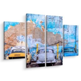 Obraz Wieloczęściowy Stare Samochody Retro Na Kubie Canvas 80x60 LBS-2382-C80-60_2X20-60_2X20-40