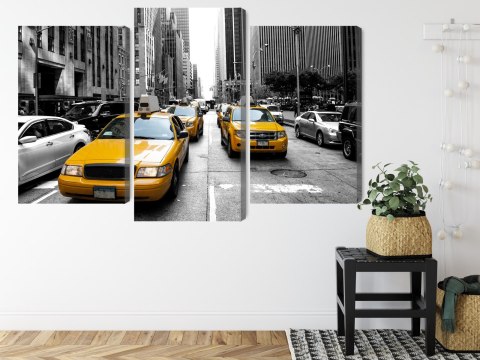 Obraz Wieloczęściowy Taksówki W Nowym Jorku Canvas 120x80 LBS-2070-C120-80_1X40-80_2X40-60