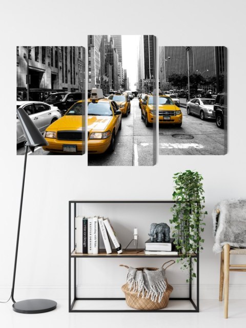 Obraz Wieloczęściowy Taksówki W Nowym Jorku Canvas 120x80 LBS-2070-C120-80_1X40-80_2X40-60