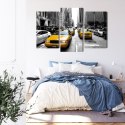 Obraz Wieloczęściowy Taksówki W Nowym Jorku Canvas Naturalny 90x60 LBS-2070-NC90-60_1X30-60_2X30-45