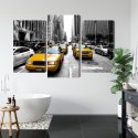 Obraz Wieloczęściowy Taksówki W Nowym Jorku Canvas Naturalny 90x60 LBS-2070-NC90-60_1X30-60_2X30-45