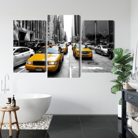 Obraz Wieloczęściowy Taksówki W Nowym Jorku Canvas Naturalny 90x60 LBS-2070-NC90-60_1X30-60_2X30-45