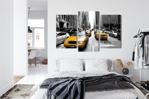 Obraz Wieloczęściowy Taksówki W Nowym Jorku Canvas Naturalny 90x60 LBS-2070-NC90-60_1X30-60_2X30-45