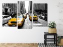 Obraz Wieloczęściowy Taksówki W Nowym Jorku Canvas Naturalny 90x60 LBS-2070-NC90-60_1X30-60_2X30-45