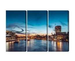 Obraz Wieloczęściowy Tamiza W Wielkiej Brytanii Canvas 120x80 LBS-2884-C120-80_3X40-80