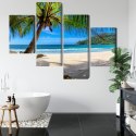 Obraz Wieloczęściowy Tropikalna Plaża Z Palmą 3D Canvas 120x75 LBS-2458-C120-75_2X30-75_2X30-45