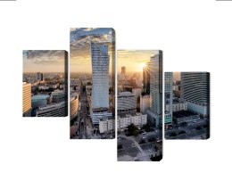 Obraz Wieloczęściowy Warszawskie Wieżowce O Zachodzie Słońca Canvas Naturalny 80x50 LBS-2581-NC80-50_2X20-50_2X20-30