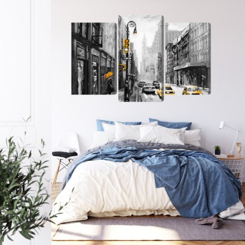 Obraz Wieloczęściowy Widok Ulicy W Amerykańskim Mieście Canvas 120x80 LBS-2130-C120-80_1X40-80_2X40-60