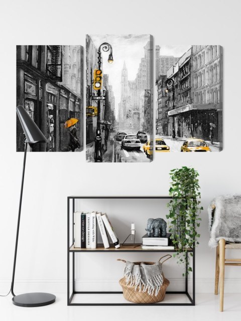 Obraz Wieloczęściowy Widok Ulicy W Amerykańskim Mieście Canvas 120x80 LBS-2130-C120-80_1X40-80_2X40-60