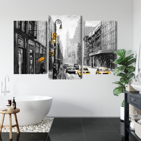 Obraz Wieloczęściowy Widok Ulicy W Amerykańskim Mieście Canvas Naturalny 90x60 LBS-2130-NC90-60_1X30-60_2X30-45