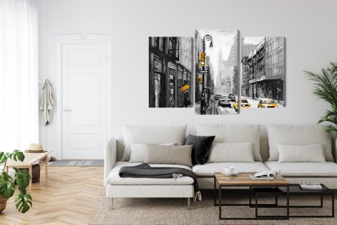 Obraz Wieloczęściowy Widok Ulicy W Amerykańskim Mieście Canvas Naturalny 90x60 LBS-2130-NC90-60_1X30-60_2X30-45