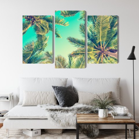 Obraz Wieloczęściowy Widok Z Dołu Na Palmy Canvas 120x80 LBS-2015-C120-80_1X40-80_2X40-60