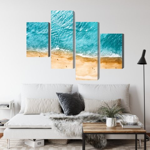 Obraz Wieloczęściowy Widok Z Lotu Ptaka Na Ocean I Plażę Canvas 120x75 LBS-2117-C120-75_2X30-75_2X30-45