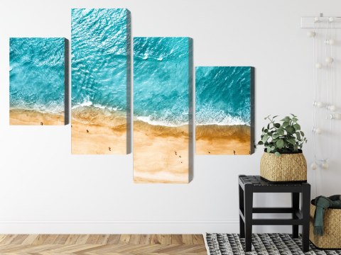 Obraz Wieloczęściowy Widok Z Lotu Ptaka Na Ocean I Plażę Canvas Naturalny 80x50 LBS-2117-NC80-50_2X20-50_2X20-30