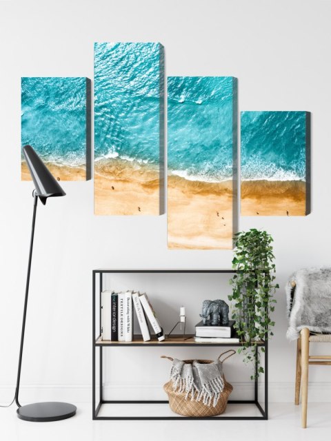 Obraz Wieloczęściowy Widok Z Lotu Ptaka Na Ocean I Plażę Canvas Naturalny 80x50 LBS-2117-NC80-50_2X20-50_2X20-30