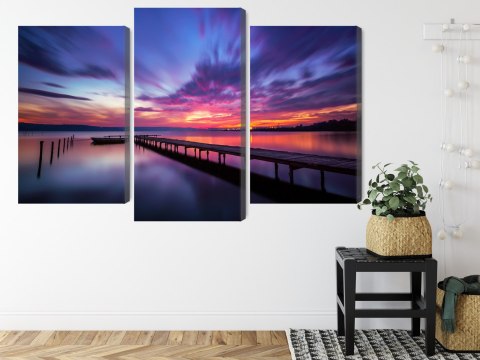 Obraz Wieloczęściowy Wspaniały Zachód Słońca Canvas Naturalny 90x60 LBS-4580-NC90-60_1X30-60_2X30-45