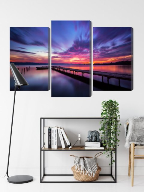 Obraz Wieloczęściowy Wspaniały Zachód Słońca Canvas Naturalny 90x60 LBS-4580-NC90-60_1X30-60_2X30-45