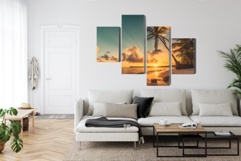 Obraz Wieloczęściowy Zachód Słońca Na Plaży Dominikany Canvas 120x75 LBS-2513-C120-75_2X30-75_2X30-45