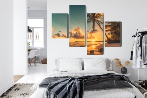 Obraz Wieloczęściowy Zachód Słońca Na Plaży Dominikany Canvas 120x75 LBS-2513-C120-75_2X30-75_2X30-45