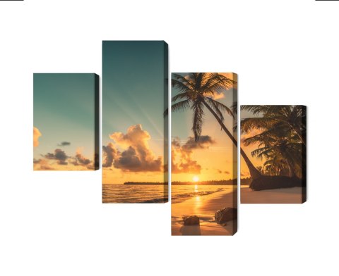 Obraz Wieloczęściowy Zachód Słońca Na Plaży Dominikany Canvas Naturalny 80x50 LBS-2513-NC80-50_2X20-50_2X20-30