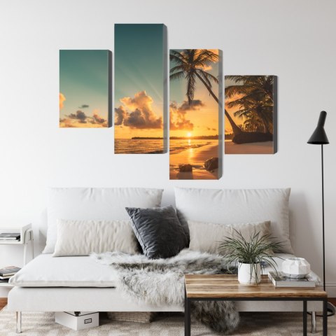 Obraz Wieloczęściowy Zachód Słońca Na Plaży Dominikany Canvas Naturalny 80x50 LBS-2513-NC80-50_2X20-50_2X20-30