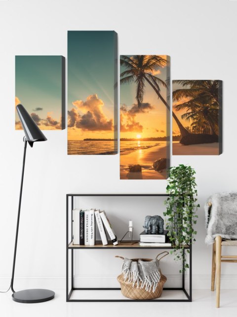 Obraz Wieloczęściowy Zachód Słońca Na Plaży Dominikany Canvas Naturalny 80x50 LBS-2513-NC80-50_2X20-50_2X20-30