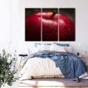 Obraz Wieloczęściowy Czerwone Jabłko W Skali Makro Canvas 120x80 LBS-3898-C120-80_3X40-80