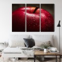 Obraz Wieloczęściowy Czerwone Jabłko W Skali Makro Canvas 120x80 LBS-3898-C120-80_3X40-80