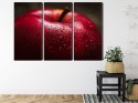 Obraz Wieloczęściowy Czerwone Jabłko W Skali Makro Canvas 120x80 LBS-3898-C120-80_3X40-80