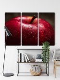 Obraz Wieloczęściowy Czerwone Jabłko W Skali Makro Canvas 120x80 LBS-3898-C120-80_3X40-80