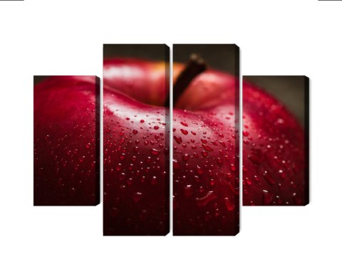 Obraz Wieloczęściowy Czerwone Jabłko W Skali Makro Canvas 80x60 LBS-3900-C80-60_2X20-60_2X20-40