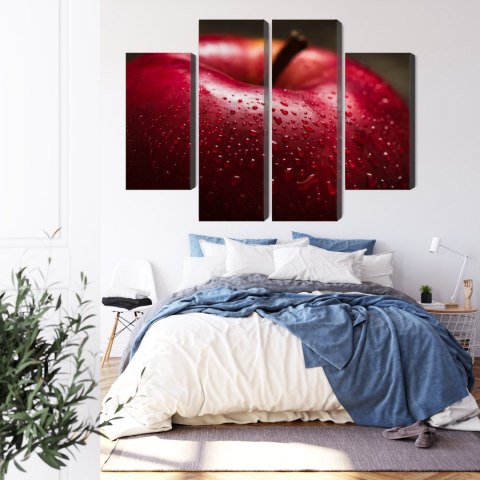 Obraz Wieloczęściowy Czerwone Jabłko W Skali Makro Canvas 80x60 LBS-3900-C80-60_2X20-60_2X20-40