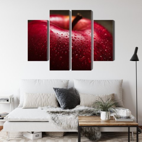Obraz Wieloczęściowy Czerwone Jabłko W Skali Makro Canvas 80x60 LBS-3900-C80-60_2X20-60_2X20-40