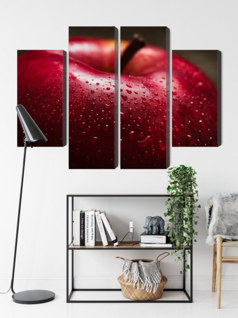 Obraz Wieloczęściowy Czerwone Jabłko W Skali Makro Canvas 80x60 LBS-3900-C80-60_2X20-60_2X20-40