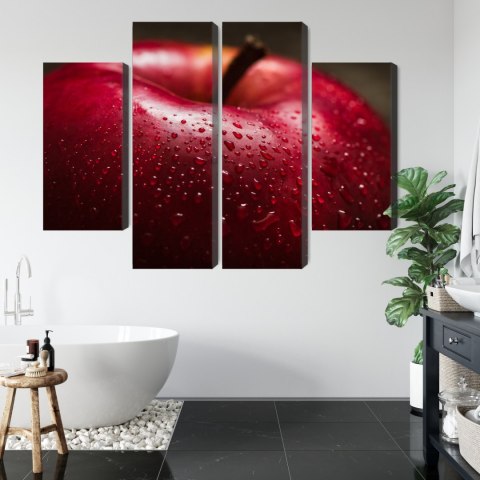 Obraz Wieloczęściowy Czerwone Jabłko W Skali Makro Canvas Naturalny 80x60 LBS-3900-NC80-60_2X20-60_2X20-40