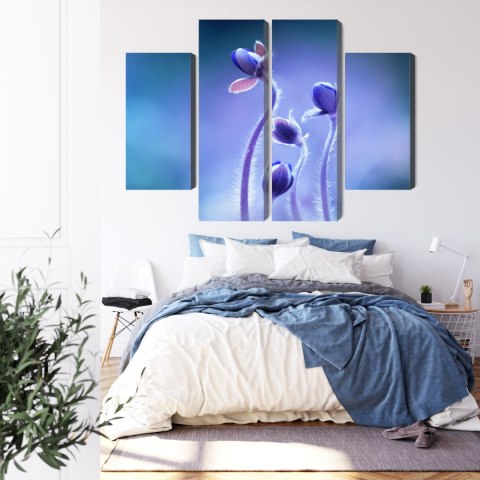 Obraz Wieloczęściowy Delikatne Kwiaty W Skali Makro Canvas Naturalny 80x60 LBS-3740-NC80-60_2X20-60_2X20-40