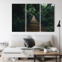 Obraz Wieloczęściowy Drewniany Most Wiszący W Lesie Canvas 120x80 LBS-2004-C120-80_3X40-80