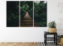 Obraz Wieloczęściowy Drewniany Most Wiszący W Lesie Canvas 120x80 LBS-2004-C120-80_3X40-80