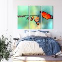 Obraz Wieloczęściowy Kolorowe Gąsienice I Motyle W Skali Makro Canvas 120x80 LBS-3958-C120-80_3X40-80
