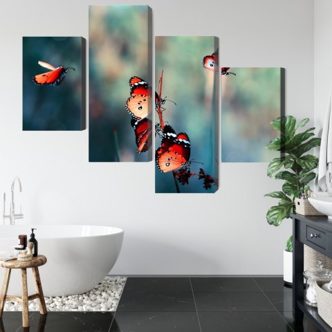 Obraz Wieloczęściowy Kolorowe Motyle W Skali Makro Canvas 240x150 LBS-3826-C240-150_2X60-150_2X60-90