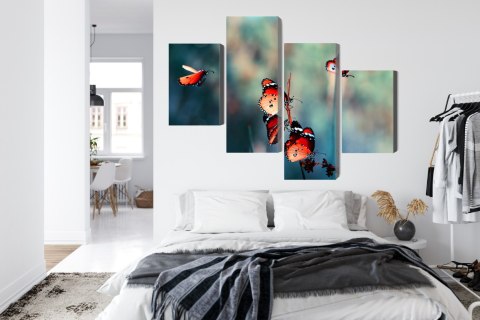Obraz Wieloczęściowy Kolorowe Motyle W Skali Makro Canvas 240x150 LBS-3826-C240-150_2X60-150_2X60-90